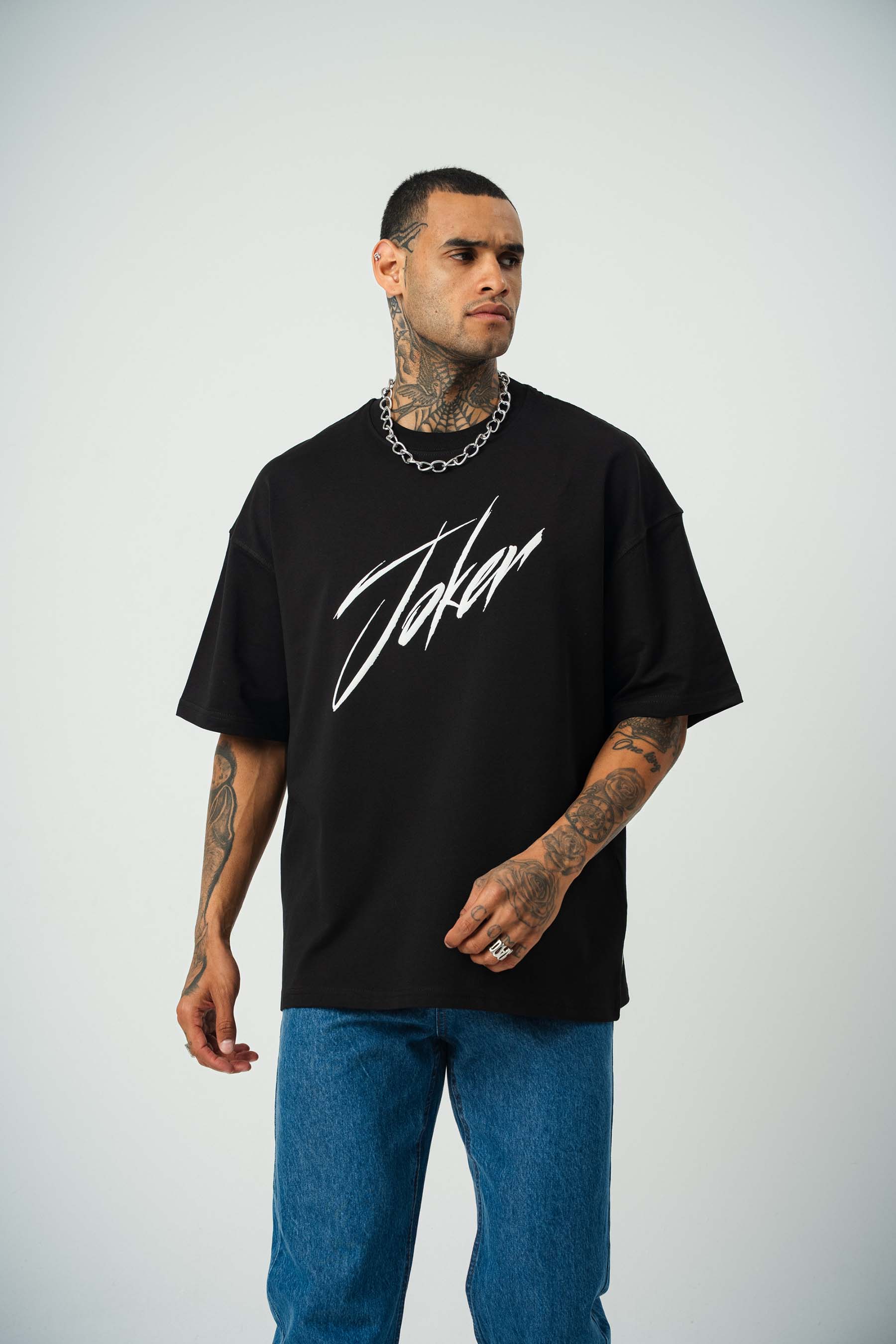 Joker 3 Baskılı Siyah Oversize T-Shirt