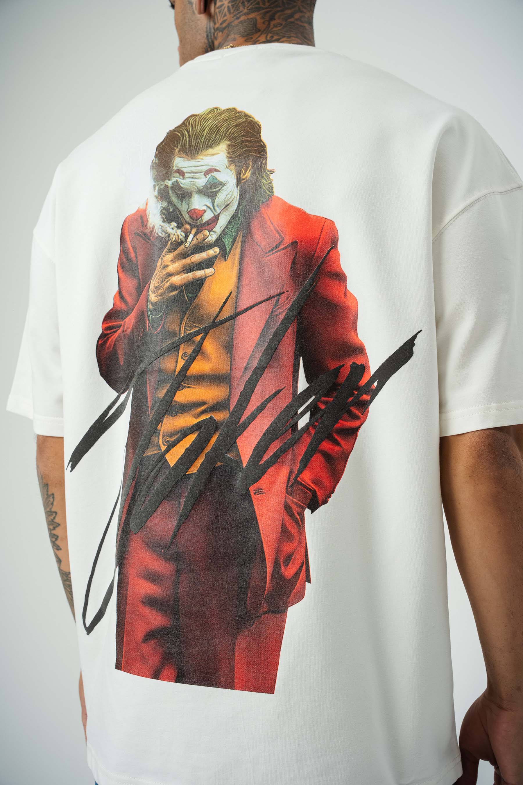 Joker Baskılı Beyaz Oversize T-Shirt