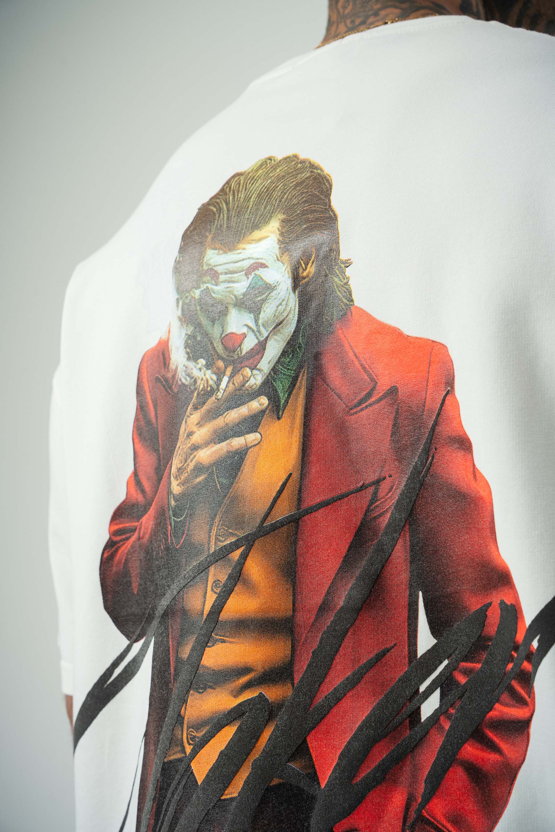 Joker Baskılı Beyaz Oversize T-Shirt