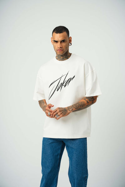 Joker Baskılı Beyaz Oversize T-Shirt