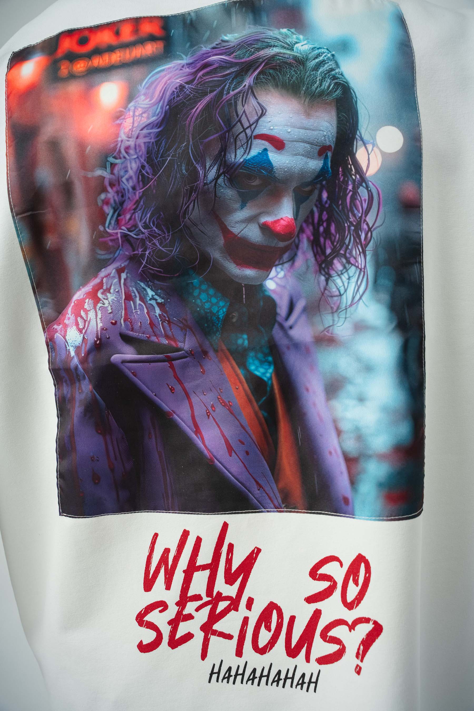 Joker Why So Serius B Baskılı Beyaz Oversize T-Shirt