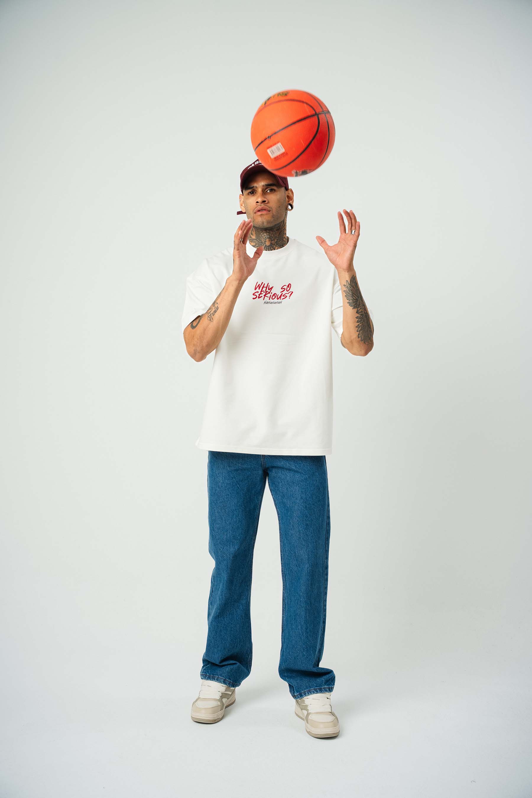 Joker Why So Serius B Baskılı Beyaz Oversize T-Shirt