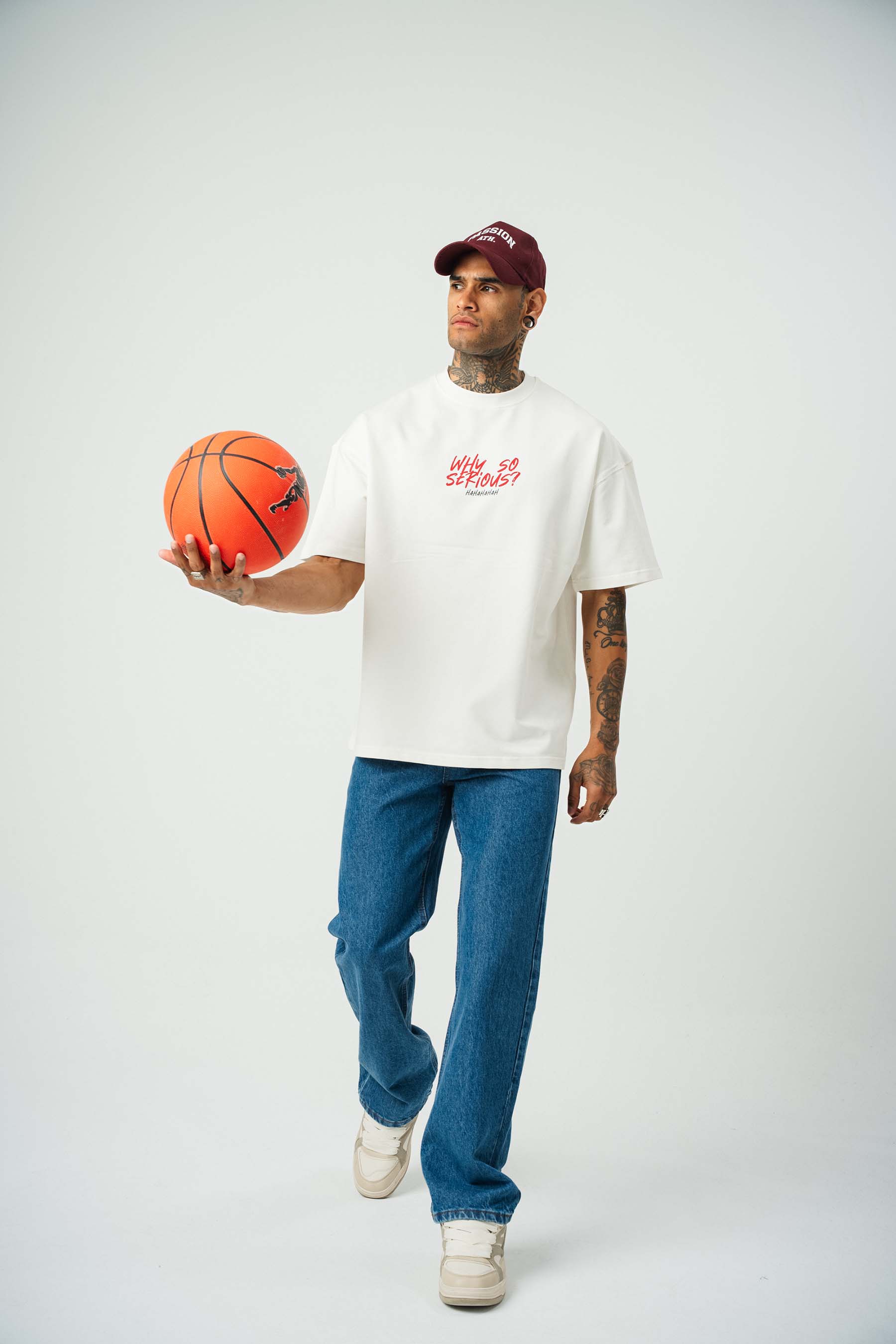 Joker Why So Serius B Baskılı Beyaz Oversize T-Shirt