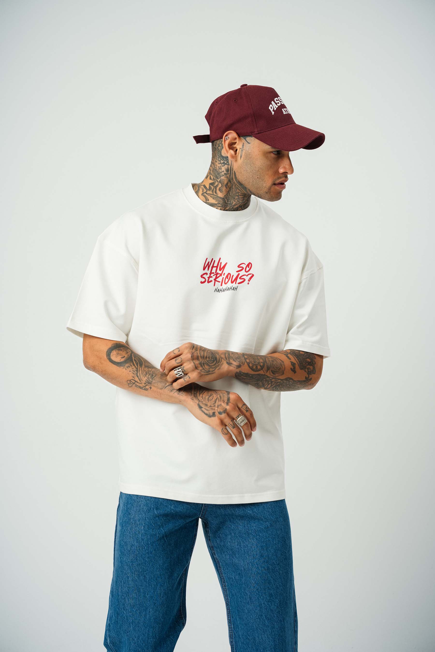 Joker Why So Serius B Baskılı Beyaz Oversize T-Shirt