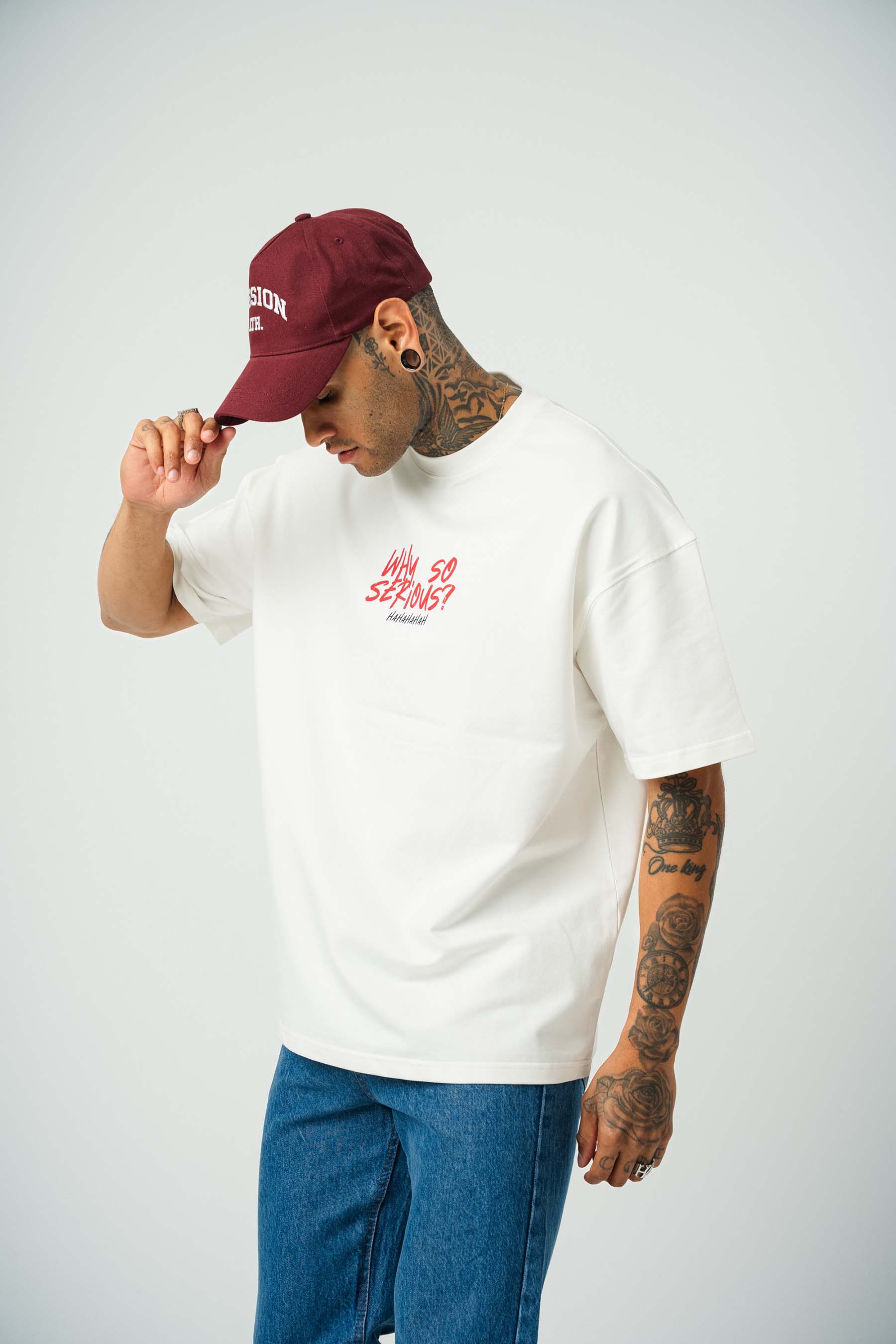 Joker Why So Serius B Baskılı Beyaz Oversize T-Shirt