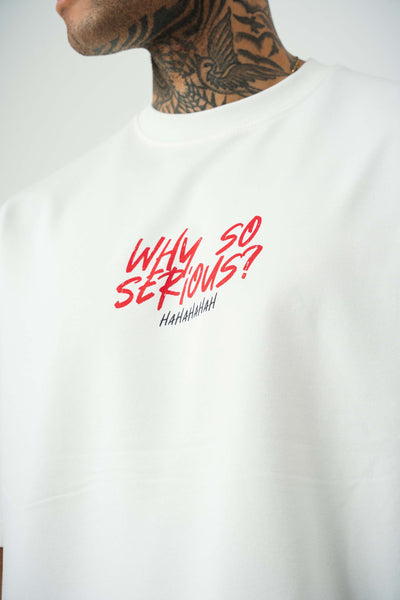 Joker Why So Serius B Baskılı Beyaz Oversize T-Shirt