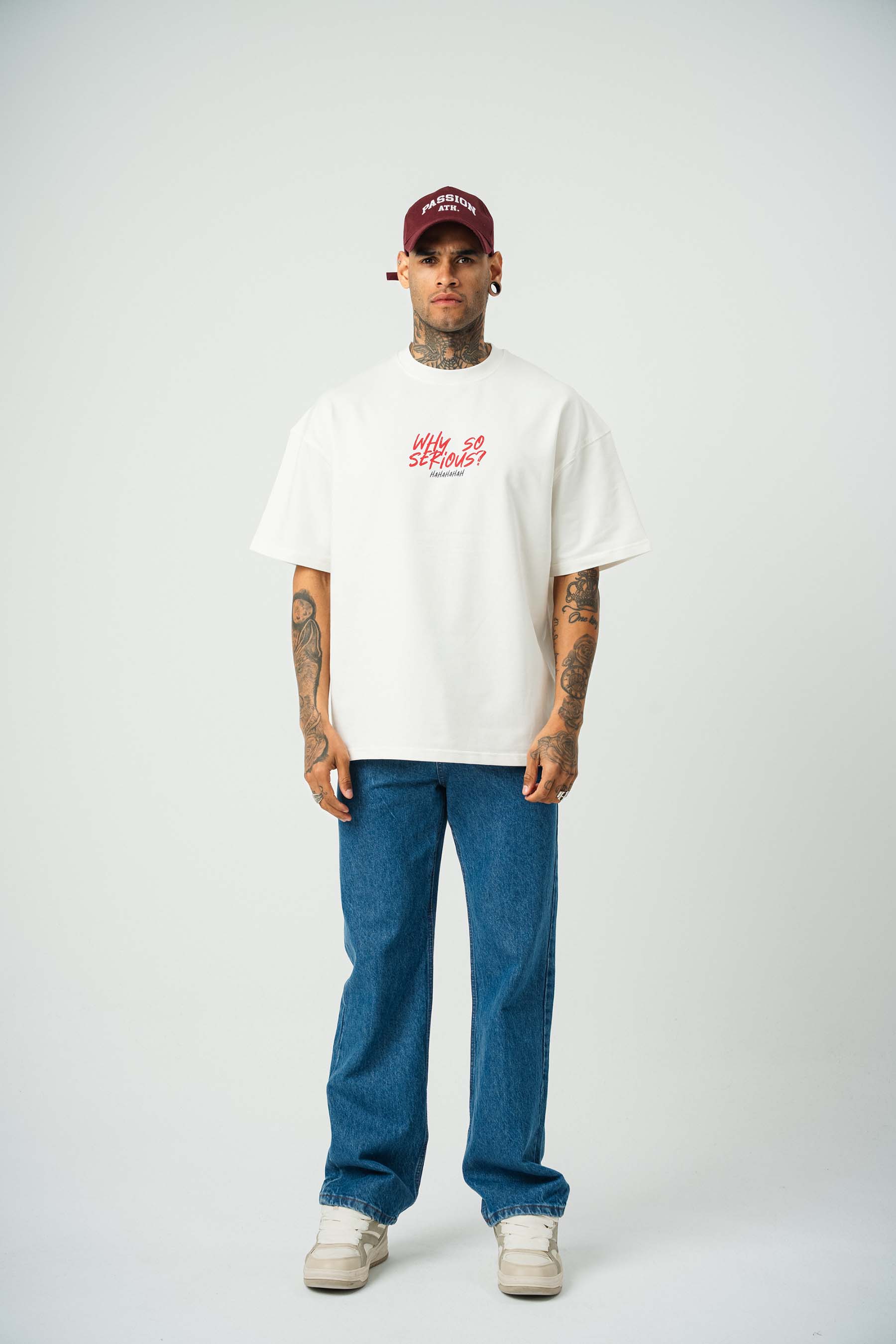 Joker Why So Serius B Baskılı Beyaz Oversize T-Shirt