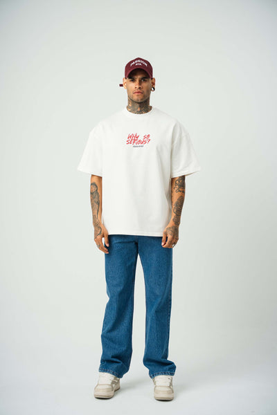 Joker Why So Serius B Baskılı Beyaz Oversize T-Shirt