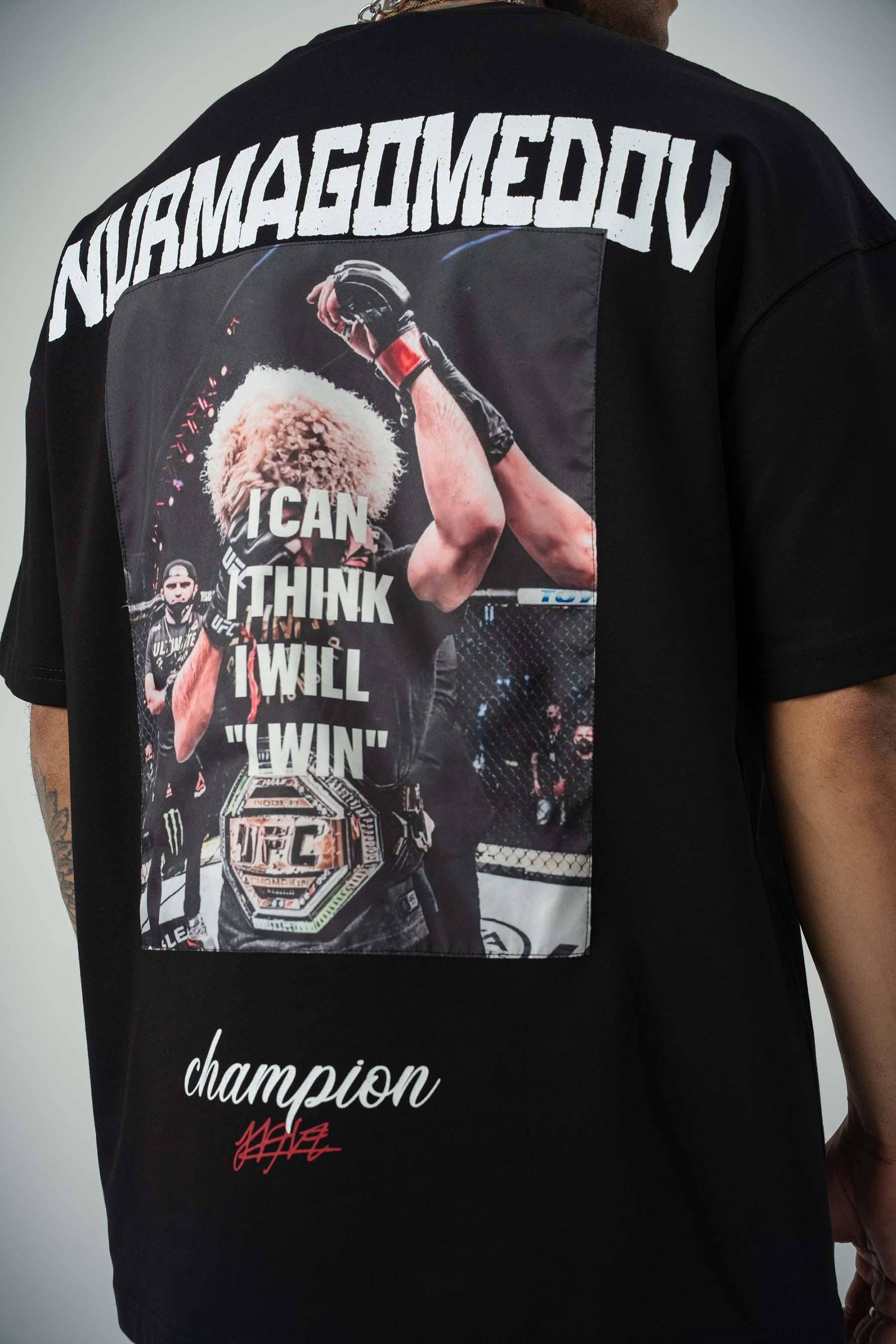 Khabib Nurmagomedov Baskılı Siyah Oversize T-Shirt