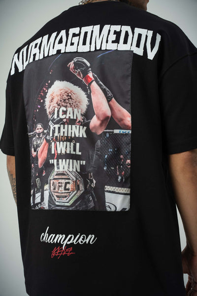 Khabib Nurmagomedov Baskılı Siyah Oversize T-Shirt