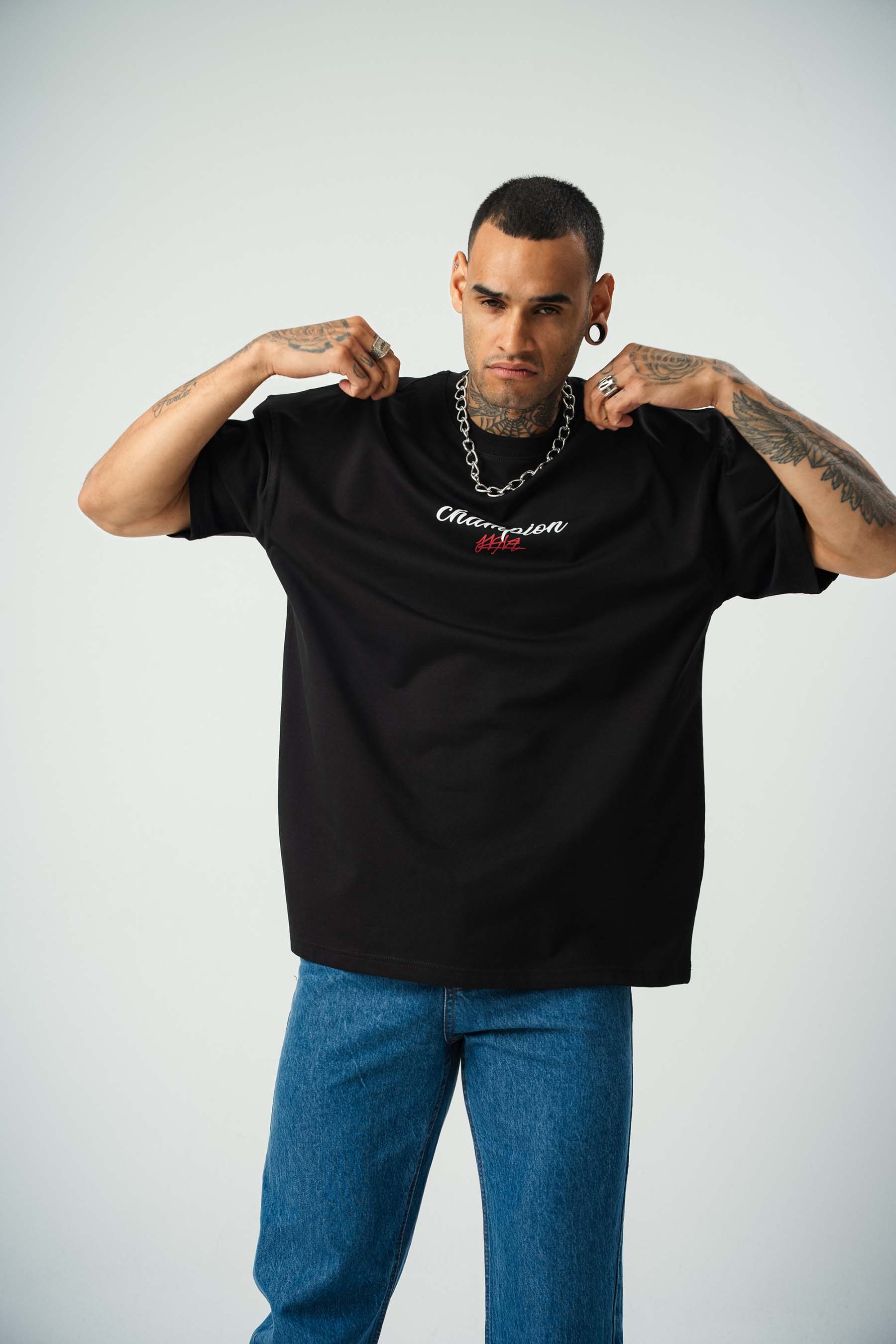 Khabib Nurmagomedov Baskılı Siyah Oversize T-Shirt