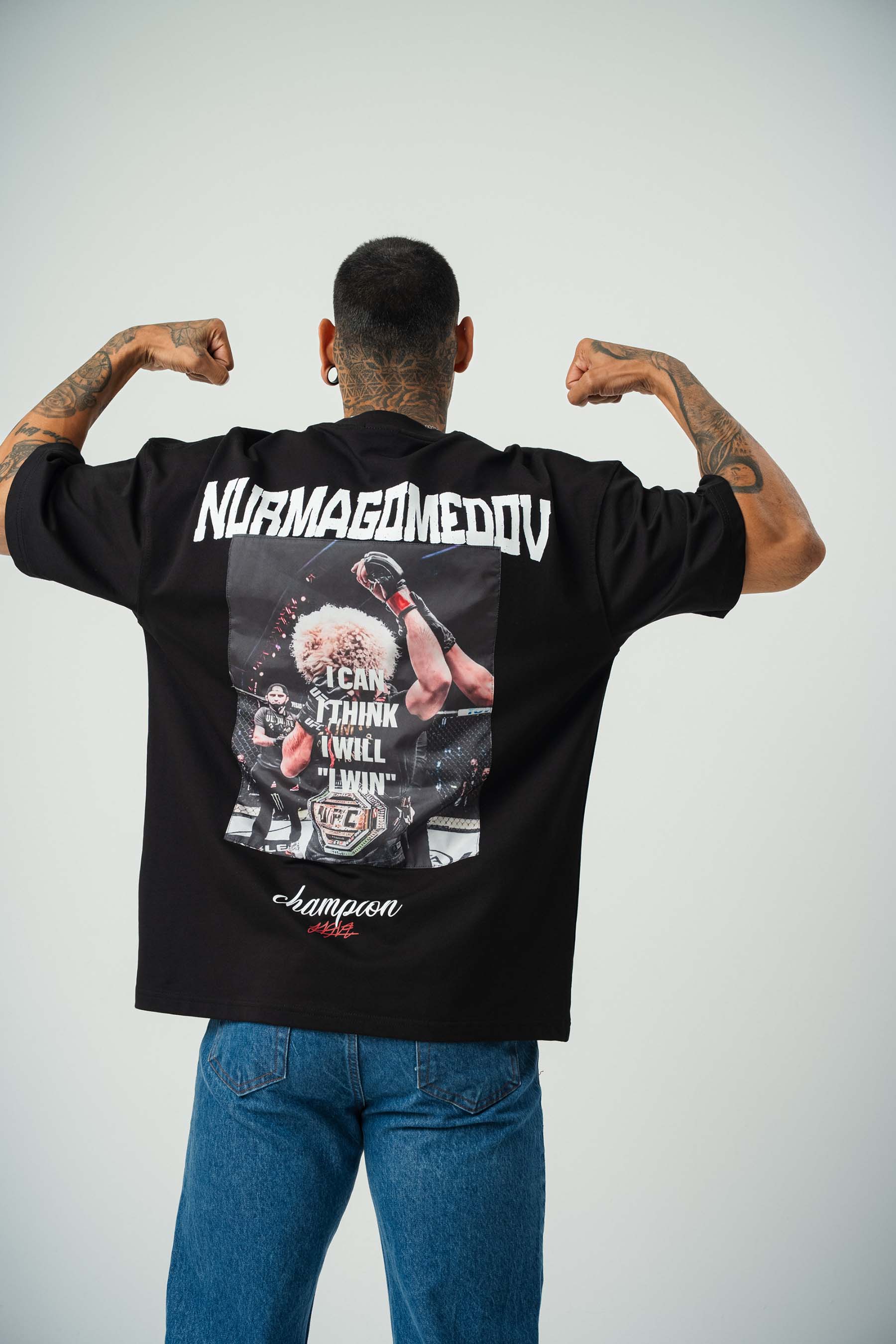Khabib Nurmagomedov Baskılı Siyah Oversize T-Shirt