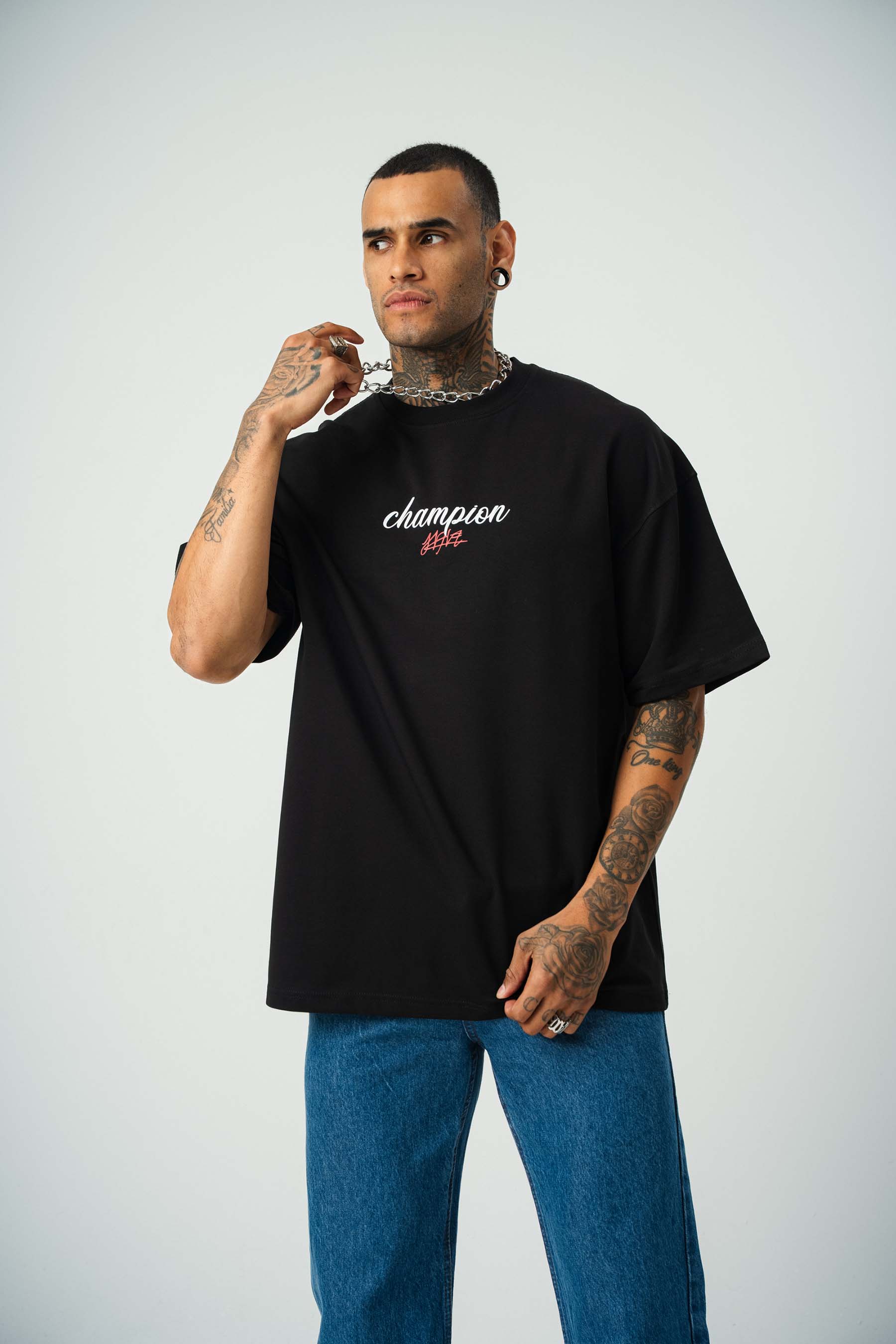 Khabib Nurmagomedov Baskılı Siyah Oversize T-Shirt