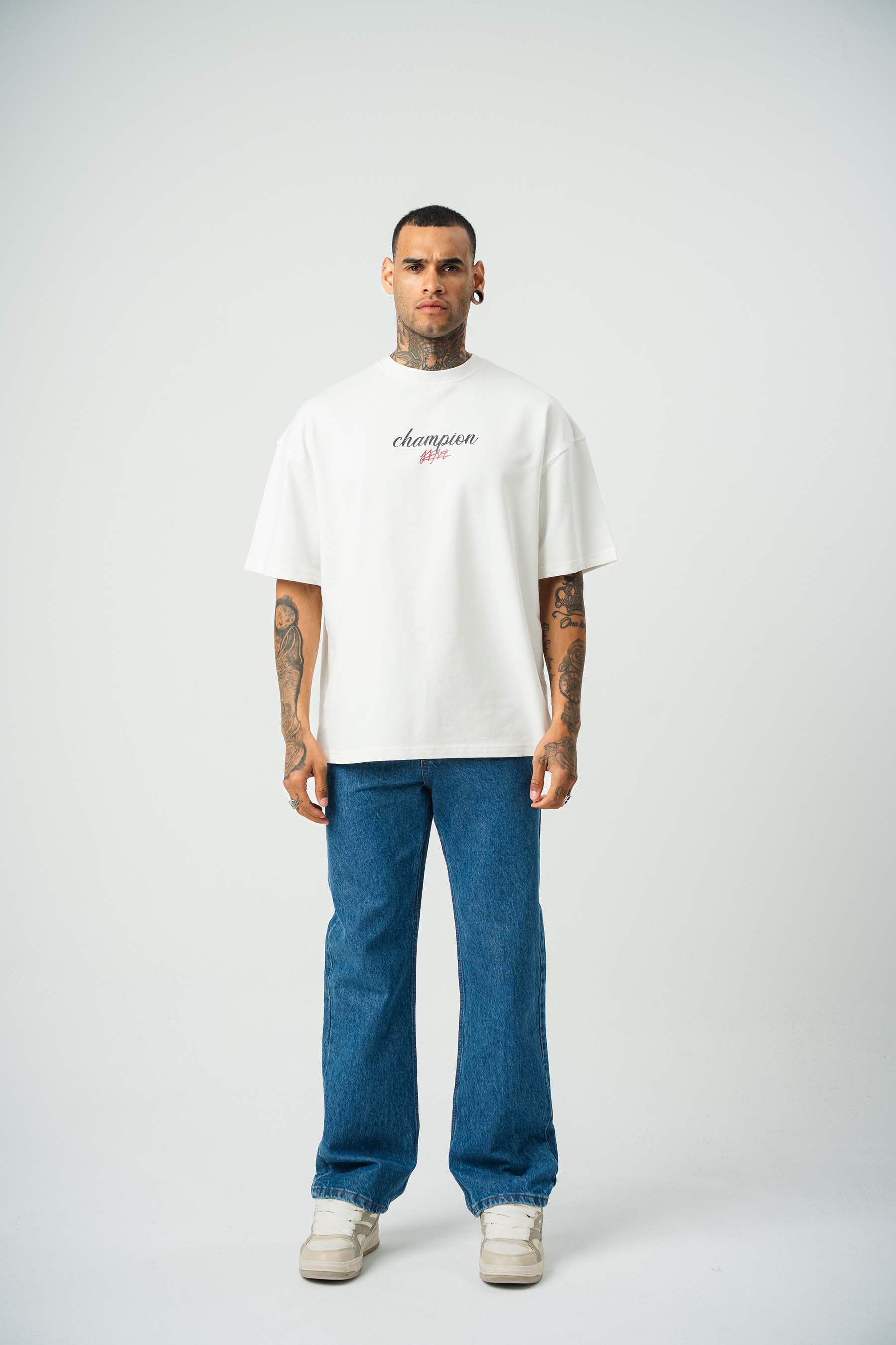 Khabib Nurmagomedov Baskılı Beyaz Oversize T-Shirt
