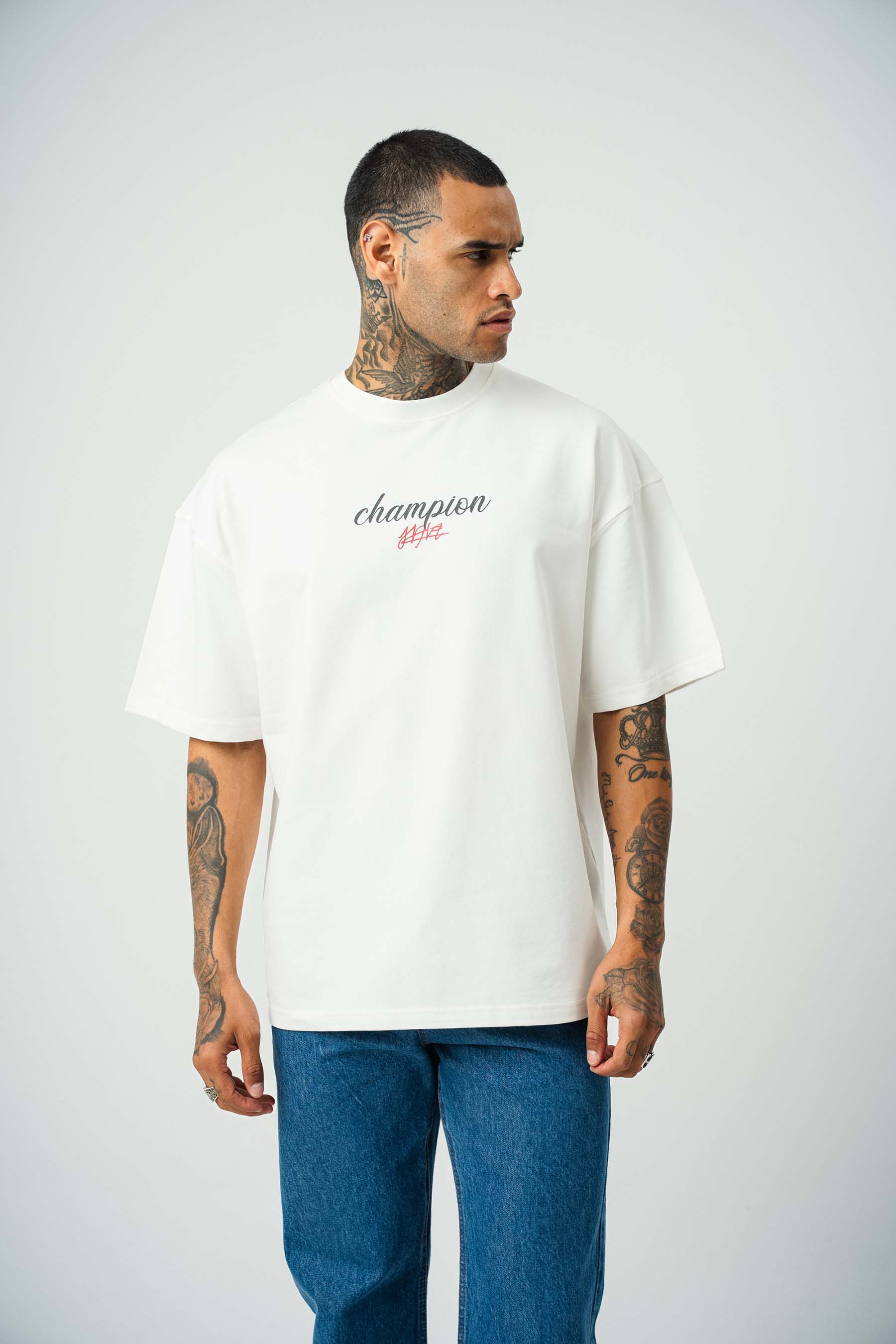 Khabib Nurmagomedov Baskılı Beyaz Oversize T-Shirt