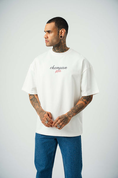 Khabib Nurmagomedov Baskılı Beyaz Oversize T-Shirt