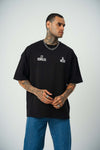 Messi Ronaldo Baskılı Siyah Oversize T-Shirt