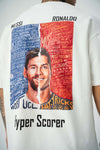 Messi Ronaldo Baskılı Beyaz Oversize T-Shirt