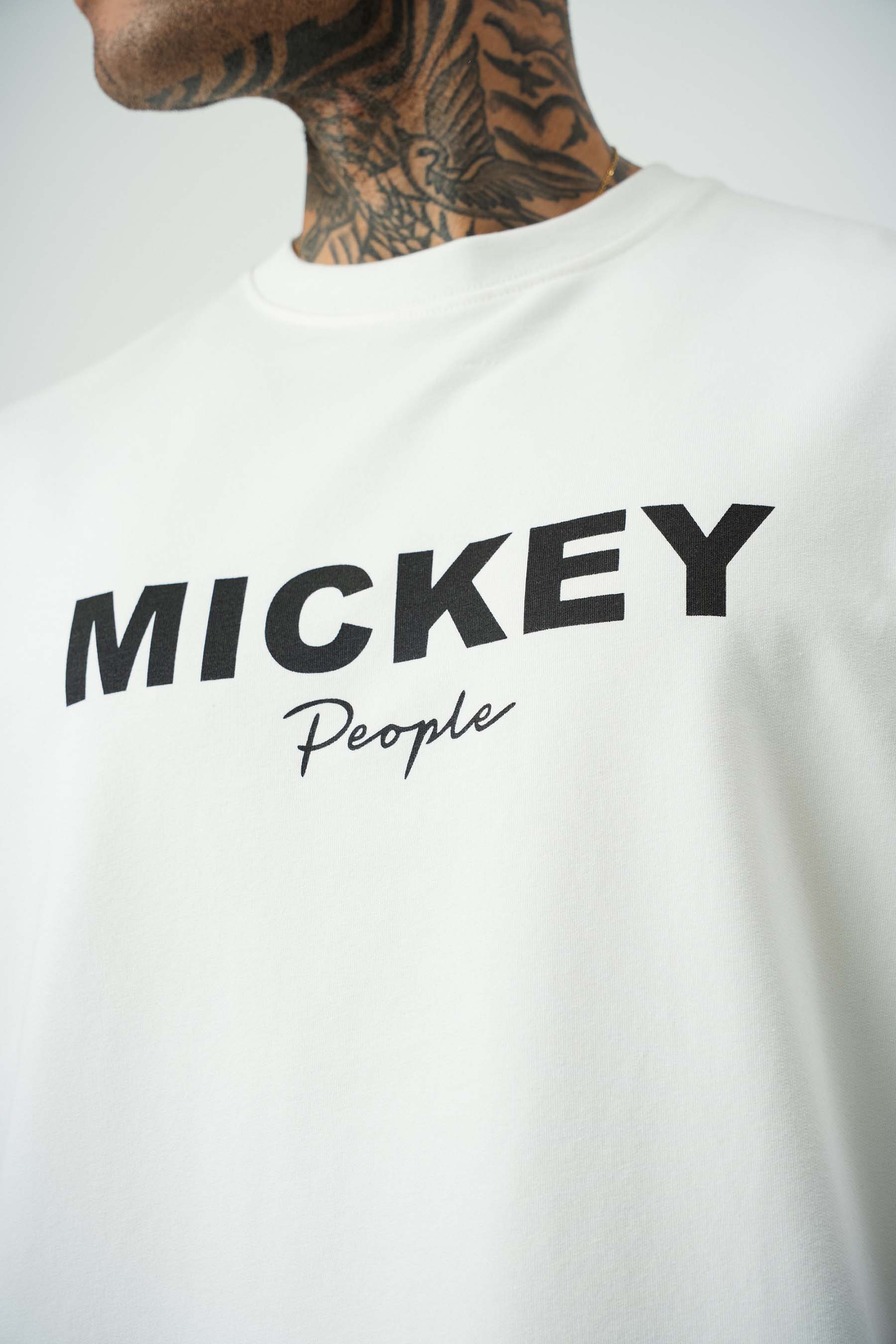 Mickey People Baskılı Beyaz Oversize T-Shirt