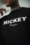 Mickey People Baskılı Siyah Oversize T-Shirt