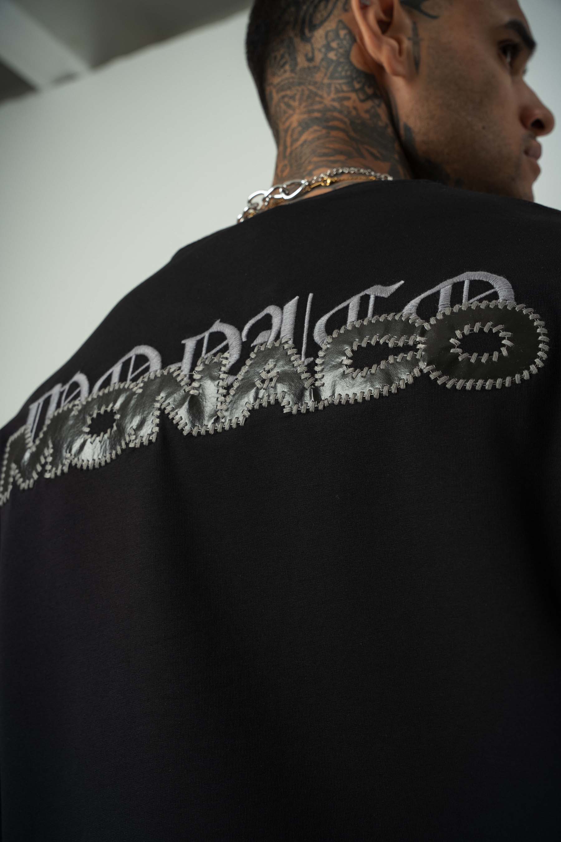 Monaco Baskılı Siyah Oversize T-Shirt
