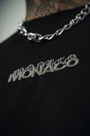 Monaco Baskılı Siyah Oversize T-Shirt