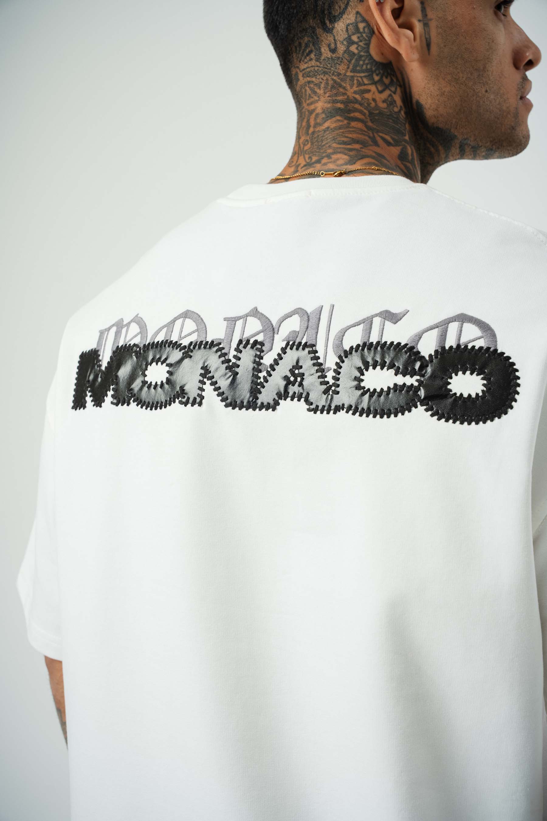 Monaco Baskılı Beyaz Oversize T-Shirt