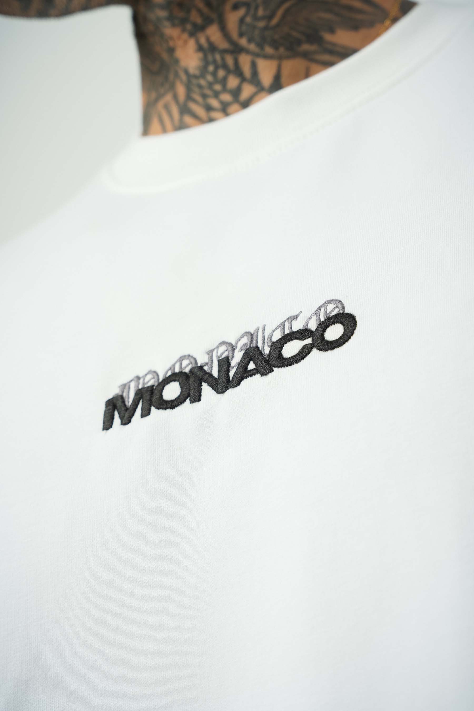 Monaco Baskılı Beyaz Oversize T-Shirt