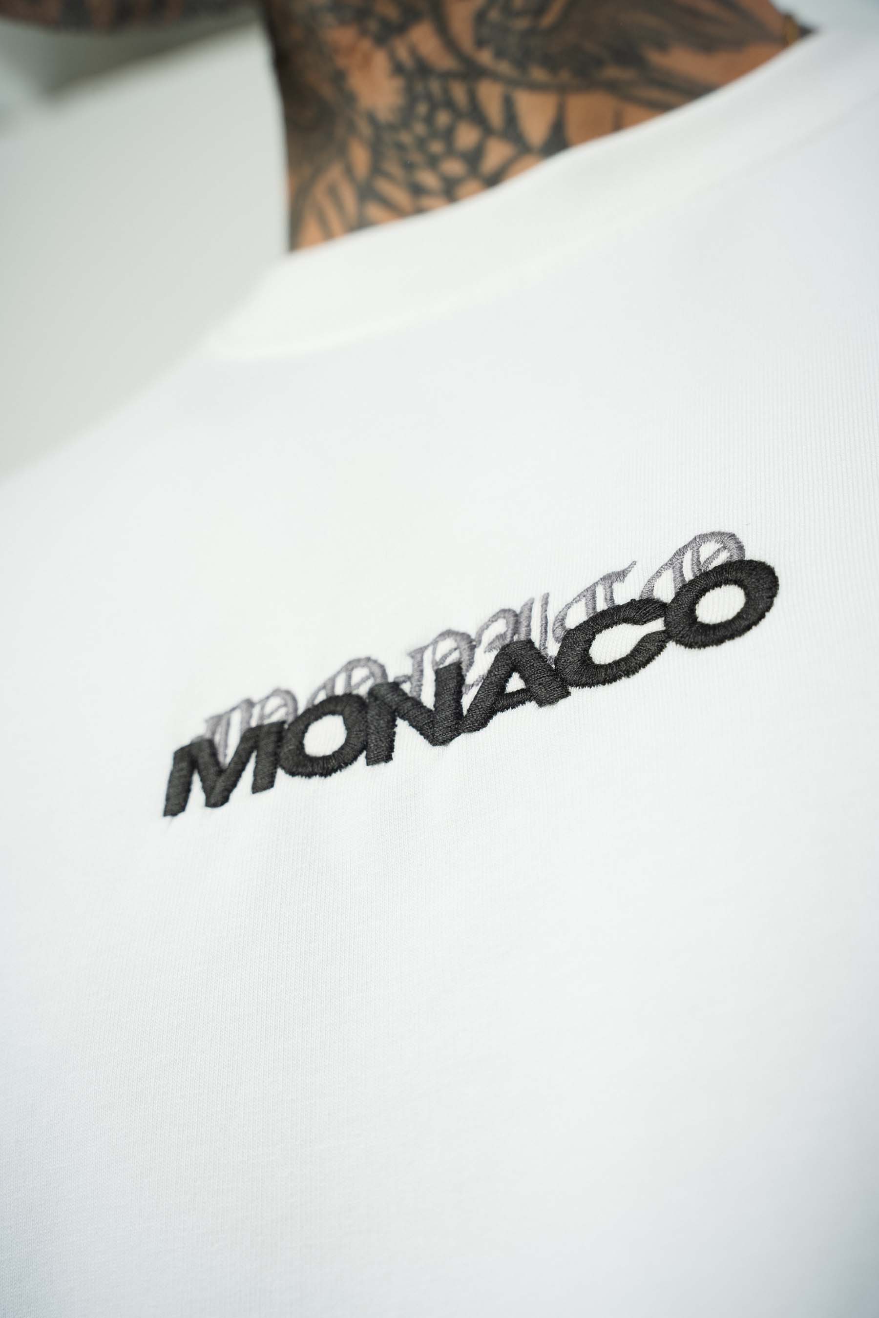 Monaco Baskılı Beyaz Oversize T-Shirt