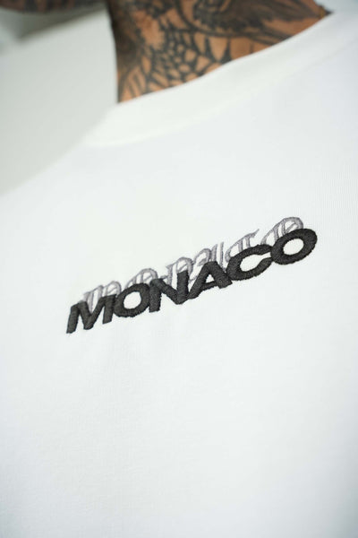 Monaco Baskılı Beyaz Oversize T-Shirt