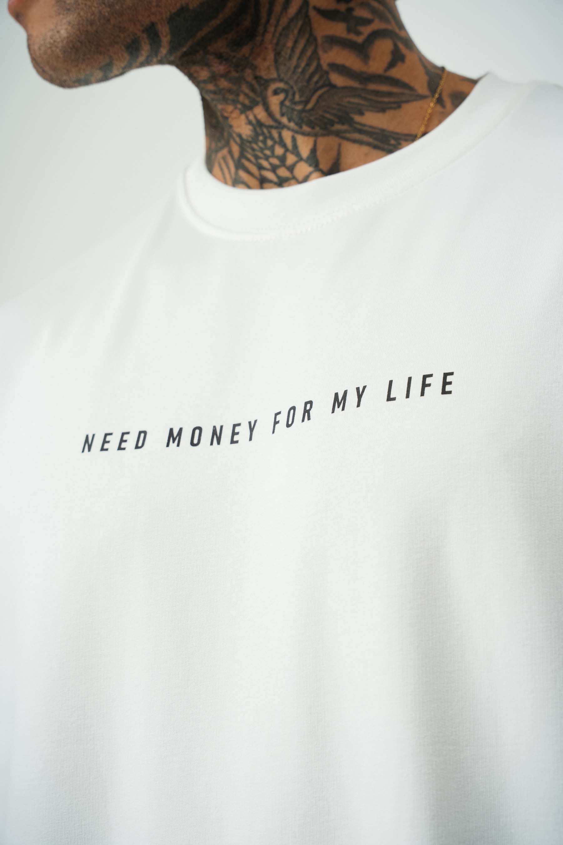 Need Money Pablo Escobar For Life Baskılı Beyaz Oversize T-Shirt