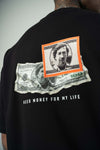 Need Money Pablo Escobar For Life Baskılı Siyah Oversize T-Shirt