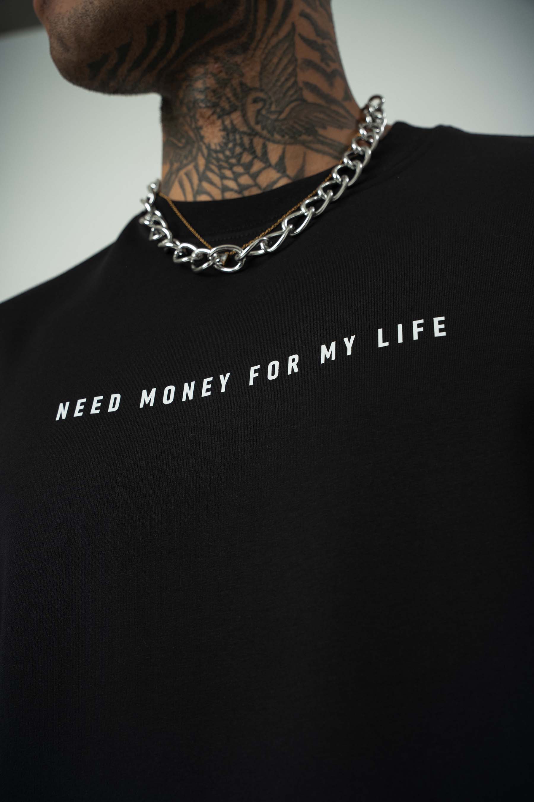 Need Money Pablo Escobar For Life Baskılı Siyah Oversize T-Shirt