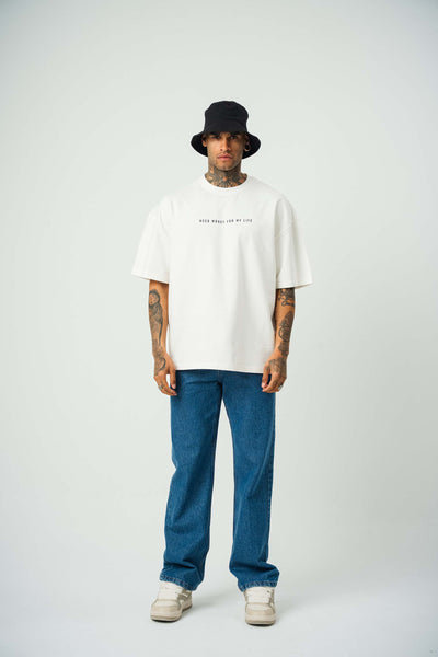 Need Money Pablo Escobar For Life Baskılı Beyaz Oversize T-Shirt