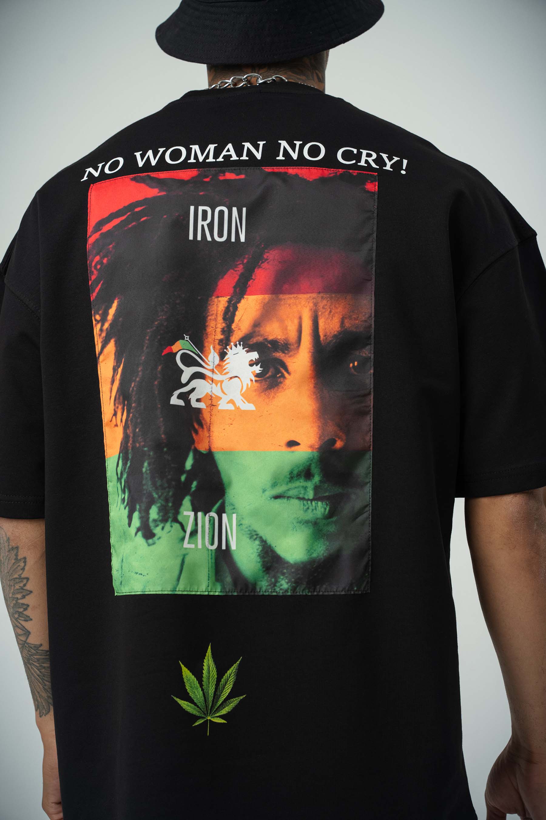 No Women No Cry Baskılı Siyah Oversize T-Shirt