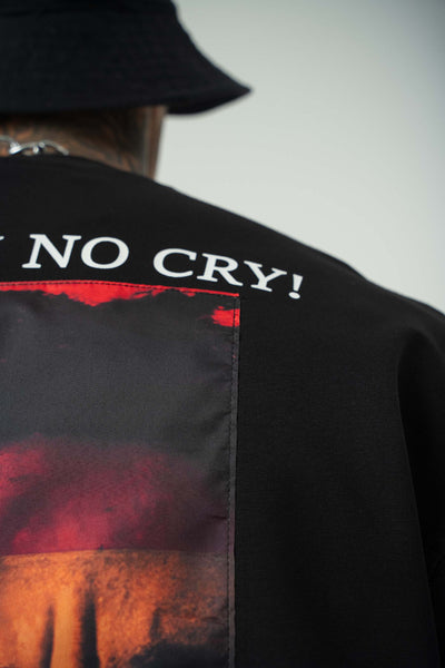 No Women No Cry Baskılı Siyah Oversize T-Shirt