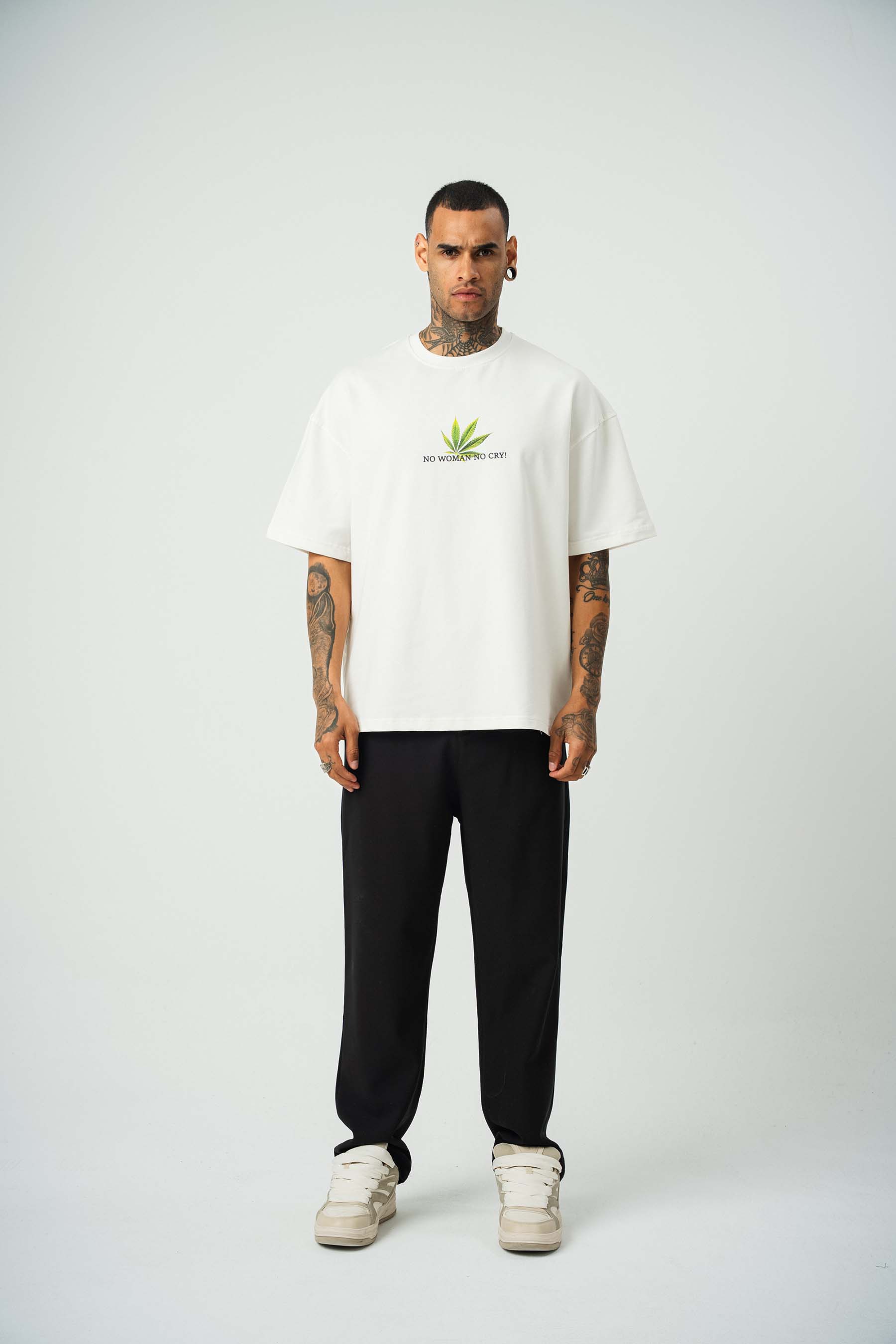 No Women No Cry Baskılı Beyaz Oversize T-Shirt