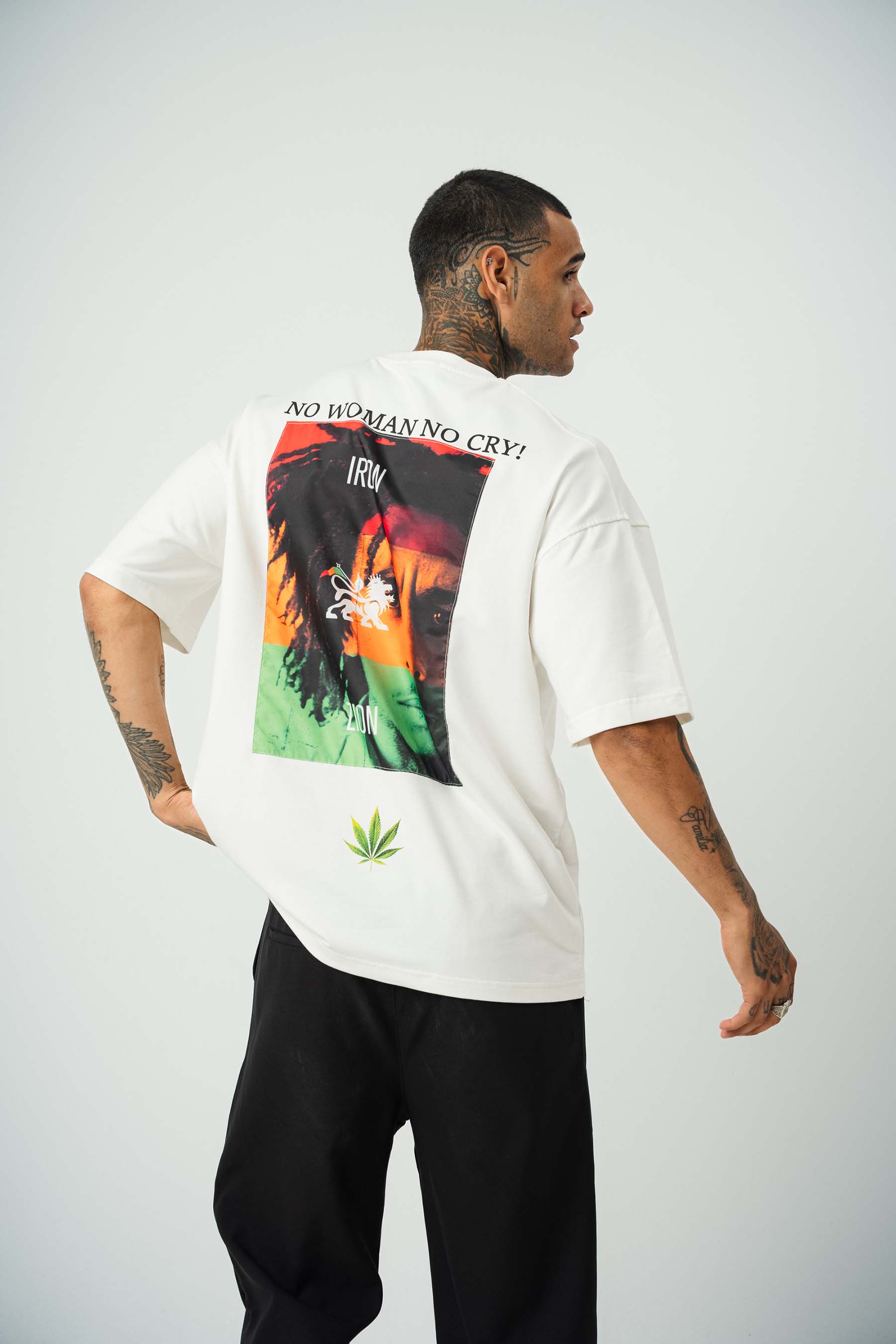 No Women No Cry Baskılı Beyaz Oversize T-Shirt