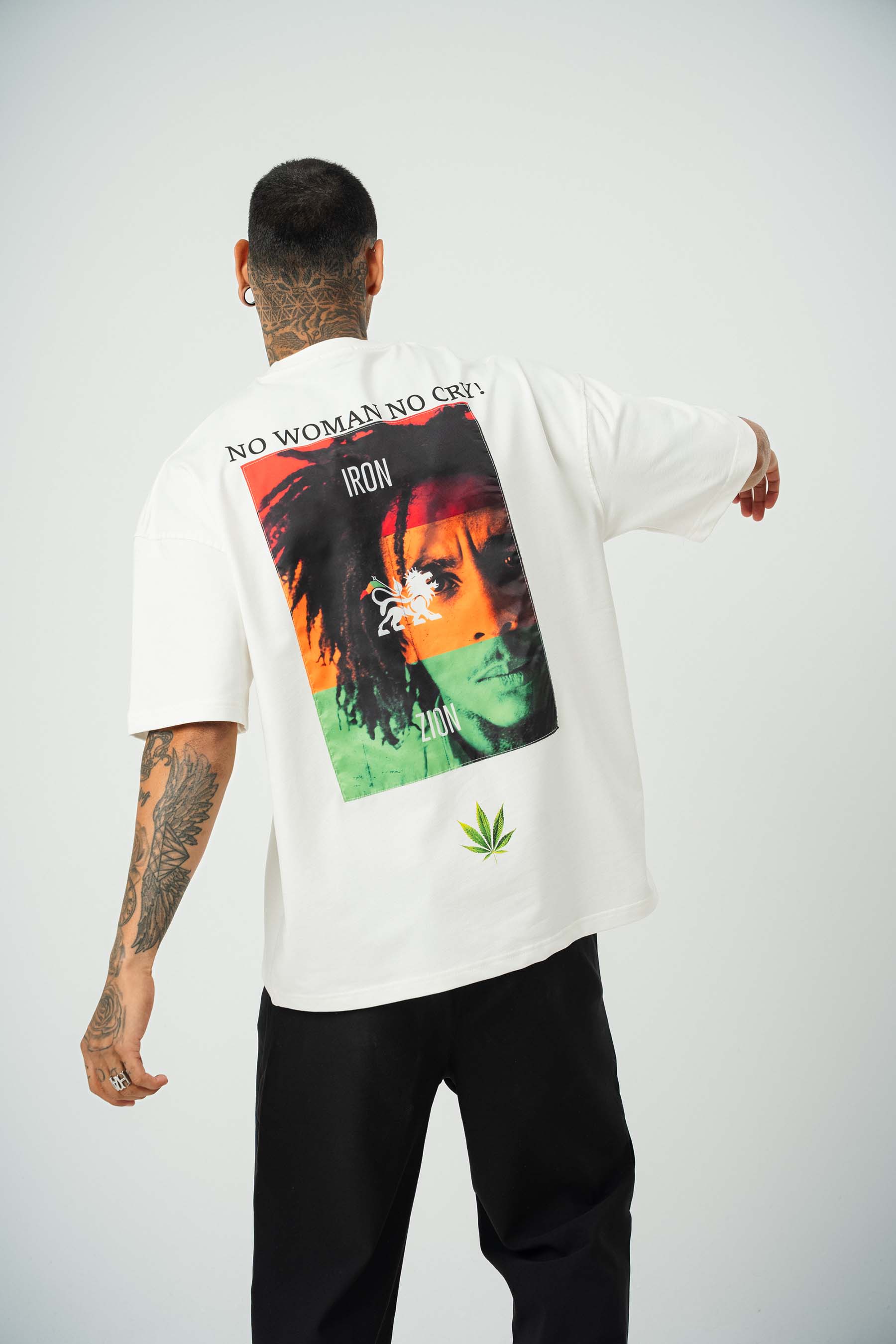 No Women No Cry Baskılı Beyaz Oversize T-Shirt