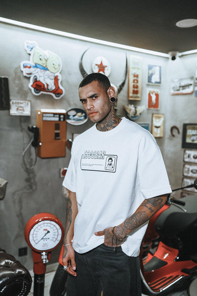 Escobar Front Silicone Printed Oversize White T-Shirt
