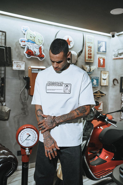 Escobar Front Silicone Printed Oversize White T-Shirt