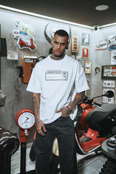 Escobar Front Silicone Printed Oversize White T-Shirt