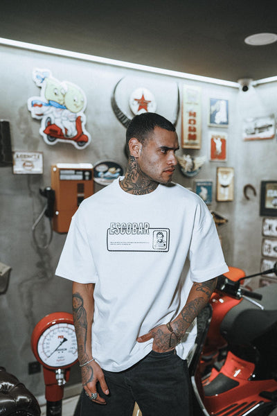 Escobar Front Silicone Printed Oversize White T-Shirt