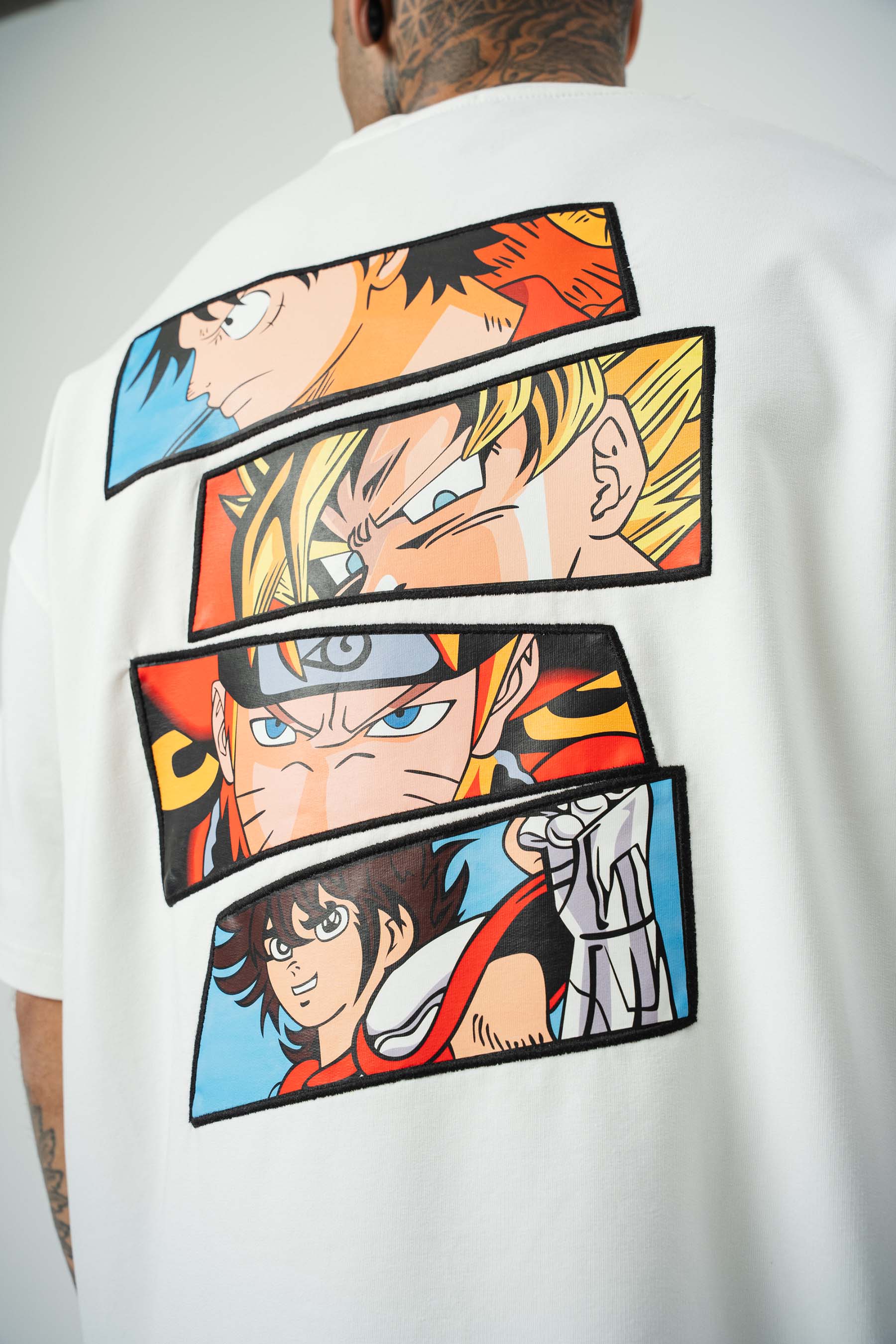 One Piece Baskılı Beyaz Oversize T-Shirt
