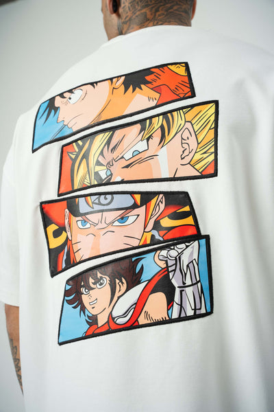 One Piece Baskılı Beyaz Oversize T-Shirt