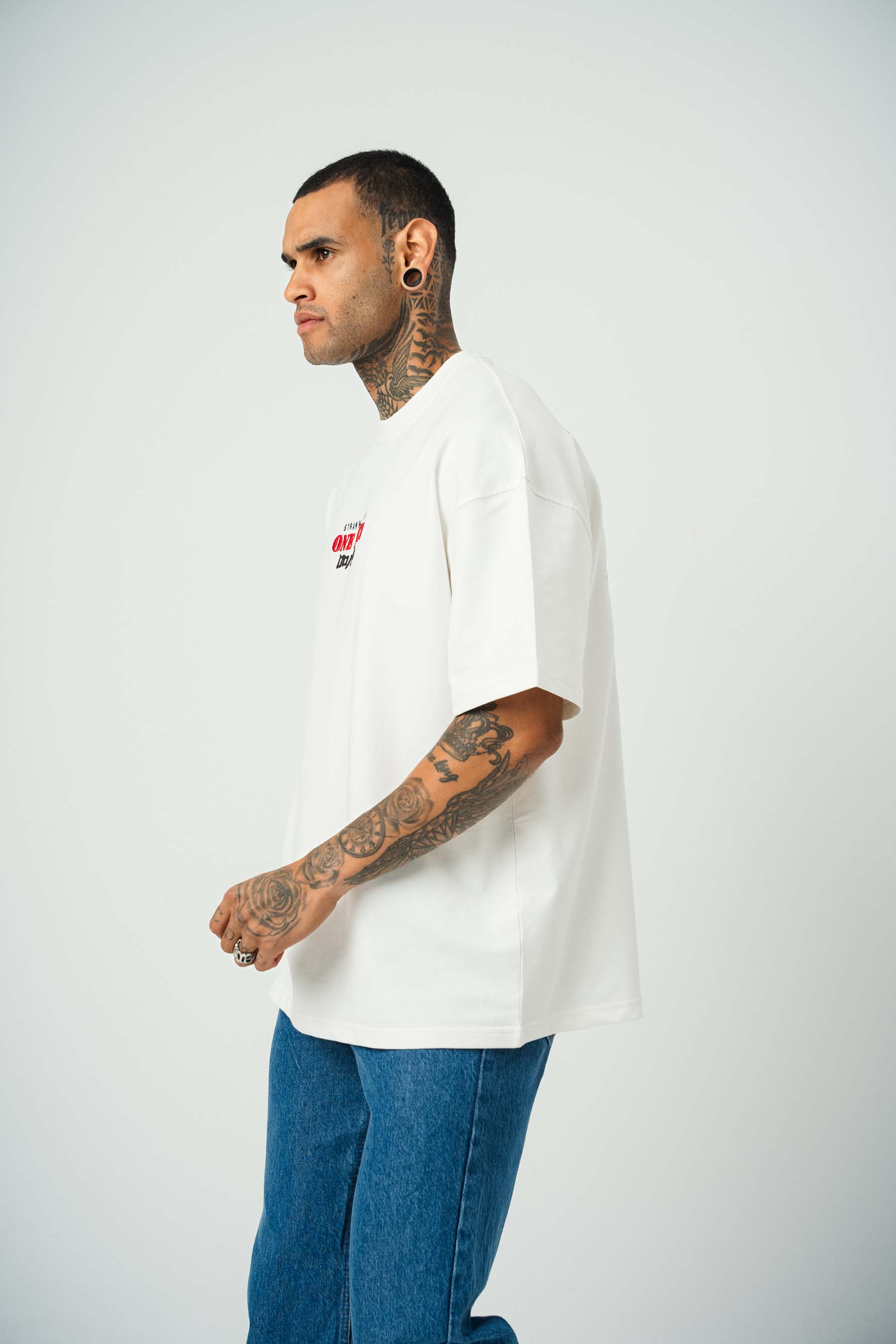 One Piece Baskılı Beyaz Oversize T-Shirt