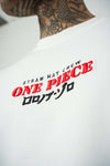 One Piece Baskılı Beyaz Oversize T-Shirt