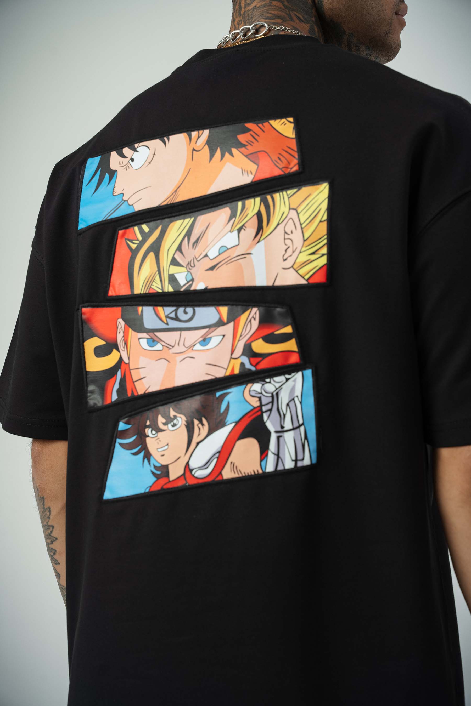 One Piece Baskılı Siyah Oversize T-Shirt