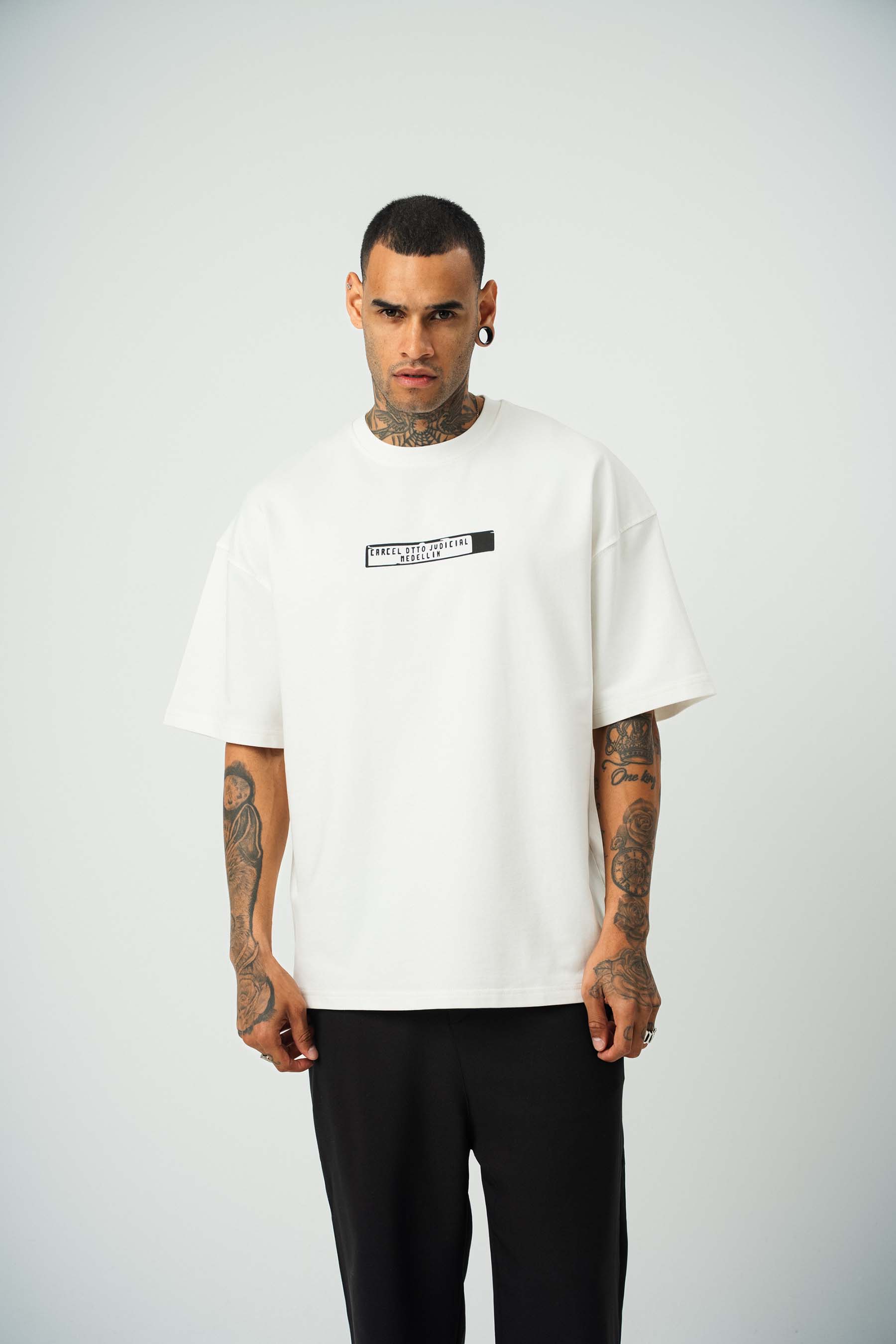 Pablo Escobar Baskılı Beyaz Oversize T-Shirt