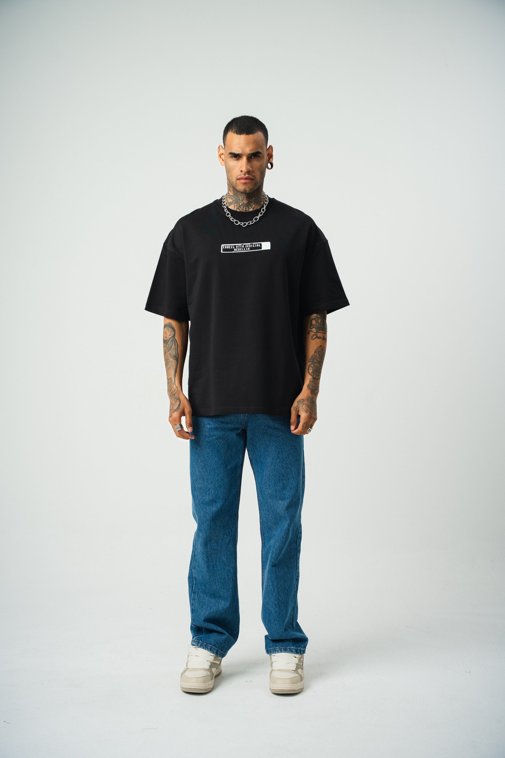 Pablo Escobar Baskılı Siyah Oversize T-Shirt